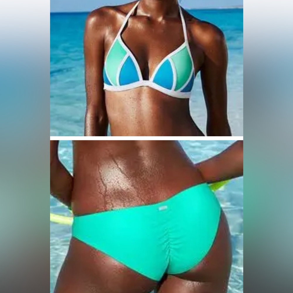 New Victoria's Secret Pink aqua/blue white bikini